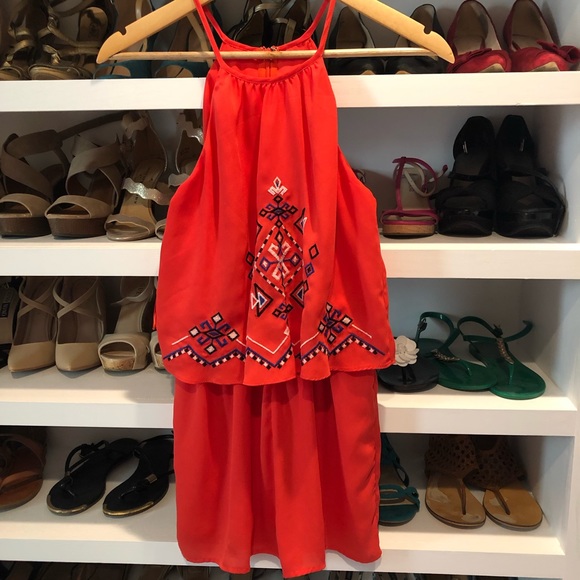 Flying tomato Red Orange romper with Aztec design - Picture 3 of 5